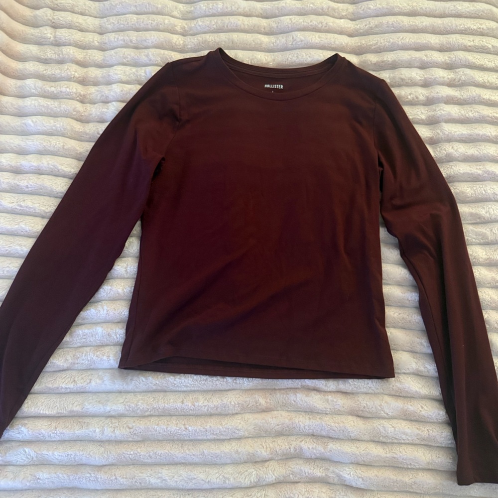 Hollister Women's Long Sleeve Tee - Dark Burgundy
